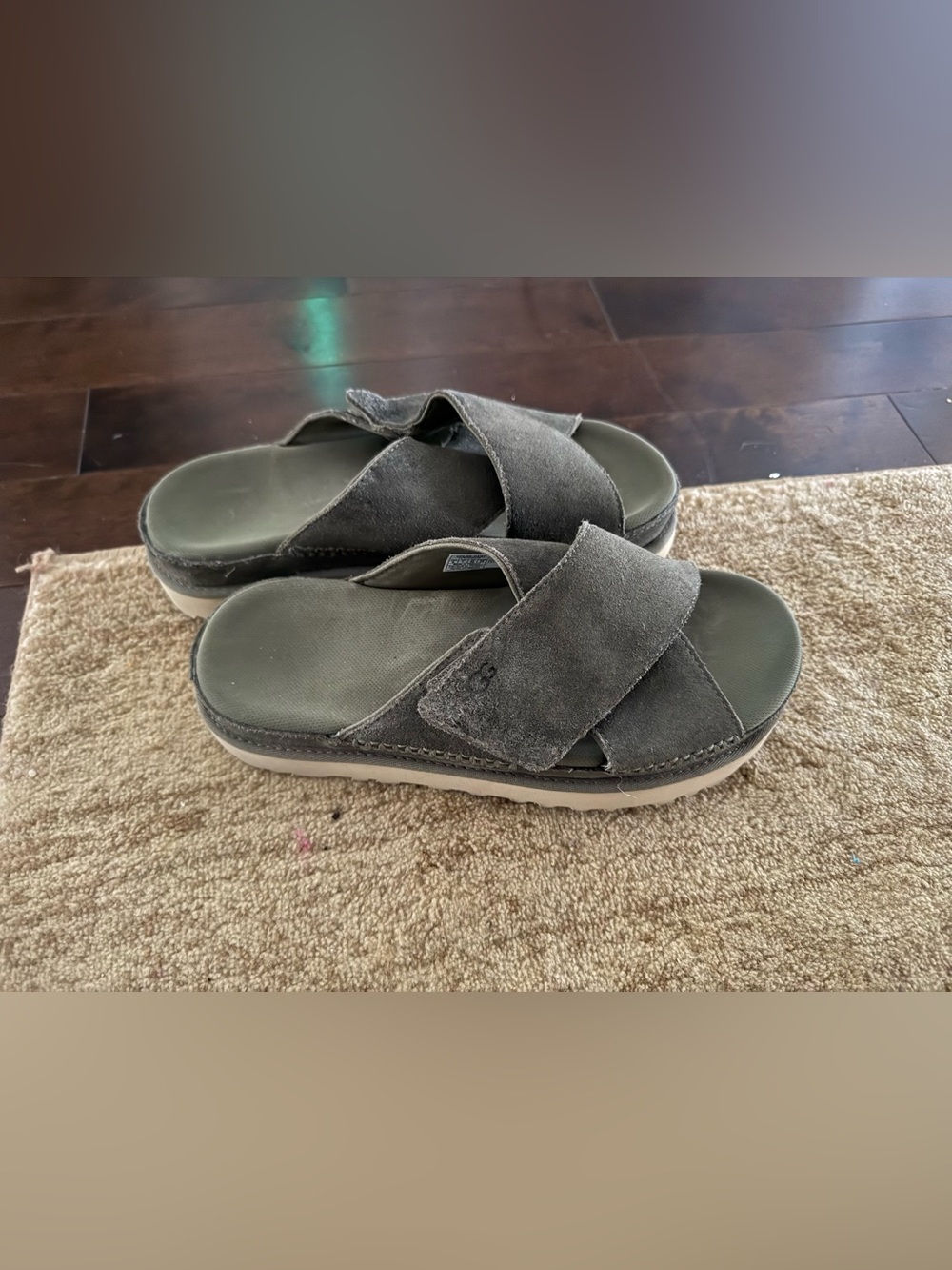 EUC UGG green Suede slides Sandals